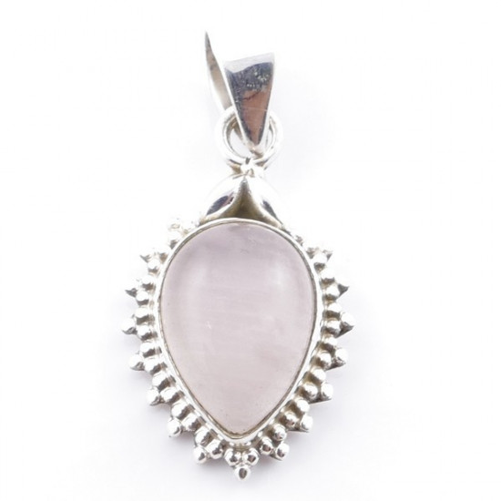 Rose quartz - silver pendant